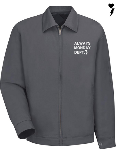 Always Monday Work Harder Jacket Cahrcoal/White