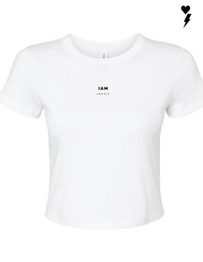 I A M Women's Empowered Baby Tee White/Black