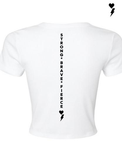 I A M Women's Empowered Baby Tee White/Black