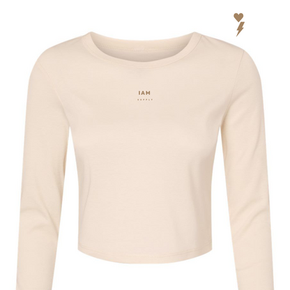 I A M Women's Empowered Baby Tee Cream/Brown