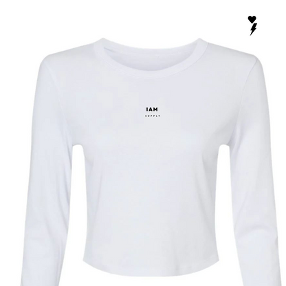 I A M Women's Empowered Baby Tee White/Black