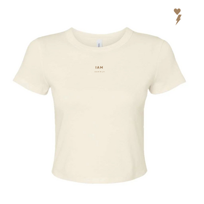 I A M Women's Empowered Baby Tee Cream/Brown