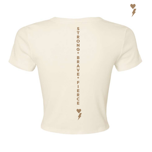 I A M Women's Empowered Baby Tee Cream/Brown