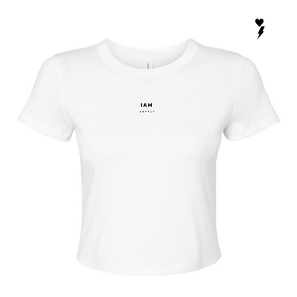 I A M Women's Empowered Baby Tee White/Black