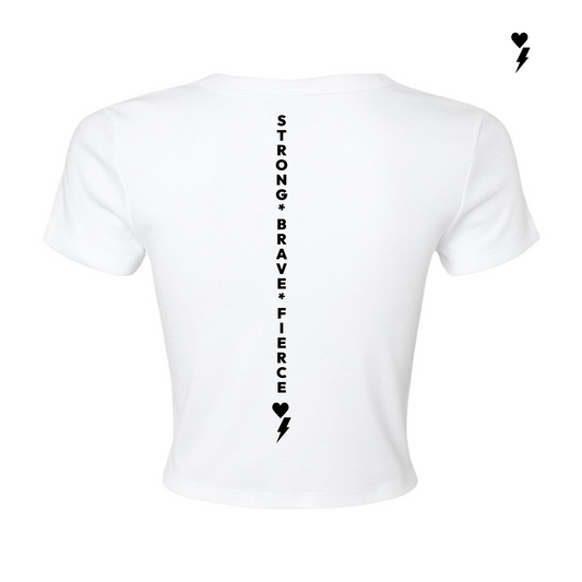 I A M Women's Empowered Baby Tee White/Black