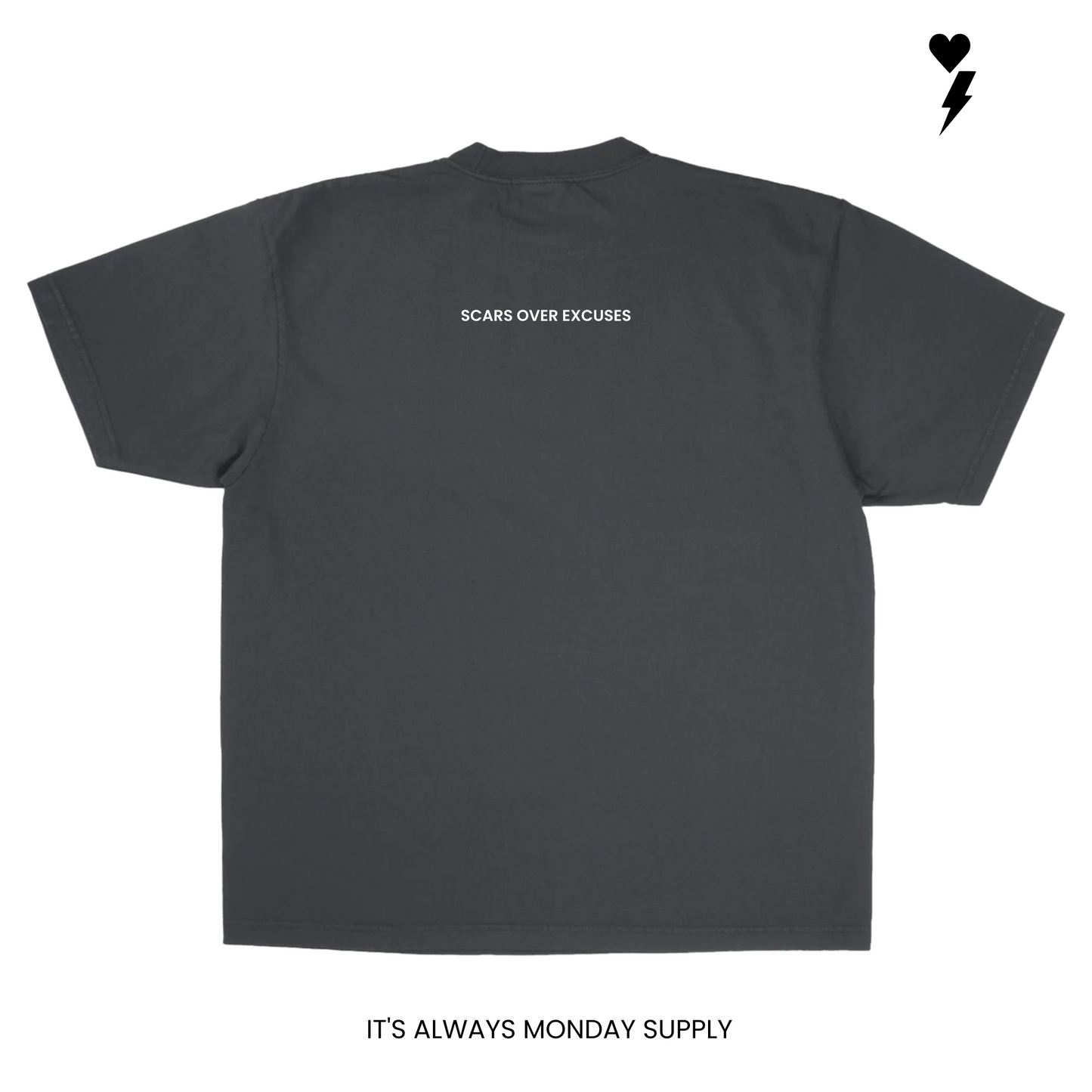 Scars Over Excuses Essentials Black  Garment Dye T-Shirt