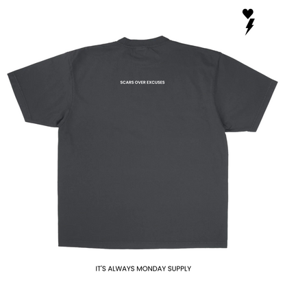 Scars Over Excuses Essentials Black  Garment Dye T-Shirt