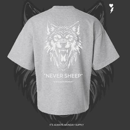 "NEVER SHEEP" MENS FRENCH TERRY T SHIRT