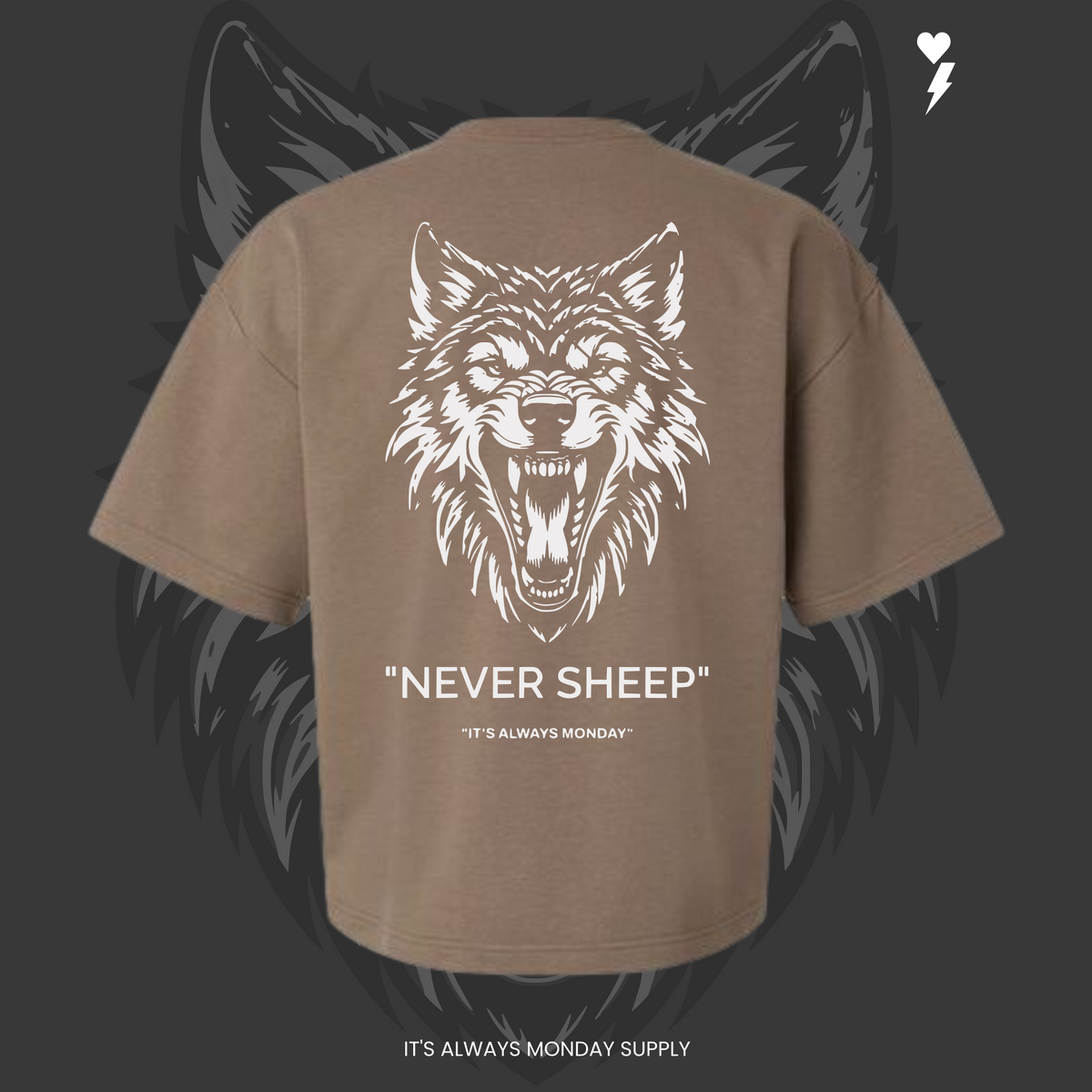 "NEVER SHEEP" MENS FRENCH TERRY T SHIRT