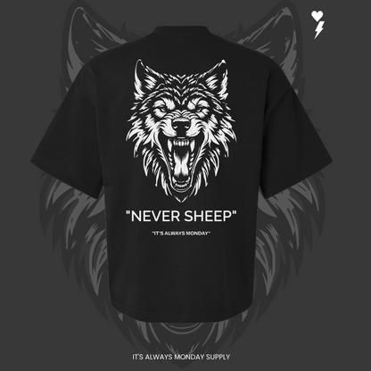 "NEVER SHEEP" MENS FRENCH TERRY T SHIRT