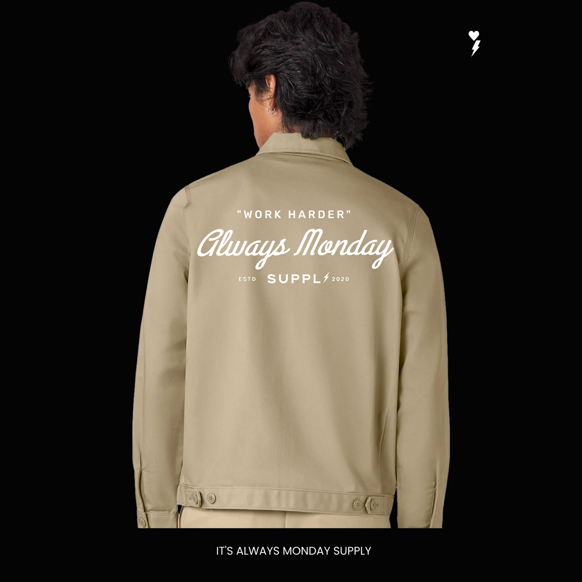 Always Monday Work Harder Jacket - TAN