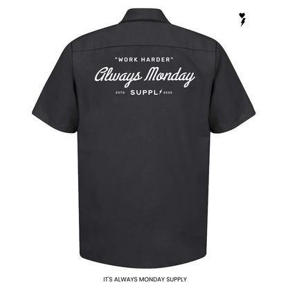 Work Harder Mens Mechanic Shirt - SKY BLUE