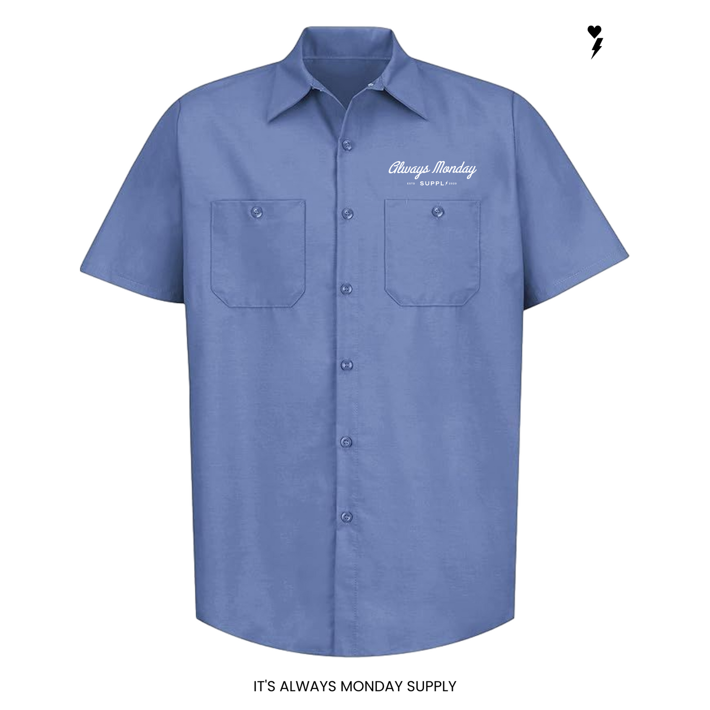 Work Harder Mens Mechanic Shirt - SKY BLUE