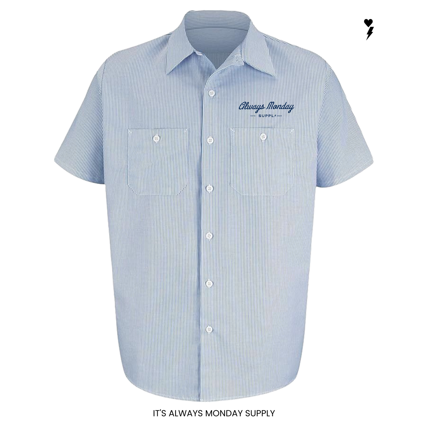 Work Harder Mens Mechanic Shirt - SKY BLUE