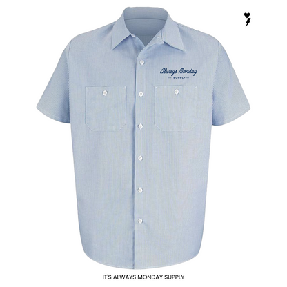 Work Harder Mens Mechanic Shirt - SKY BLUE