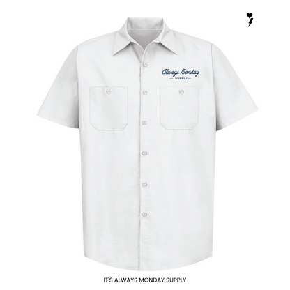 Work Harder Mens Mechanic Shirt - WHITE