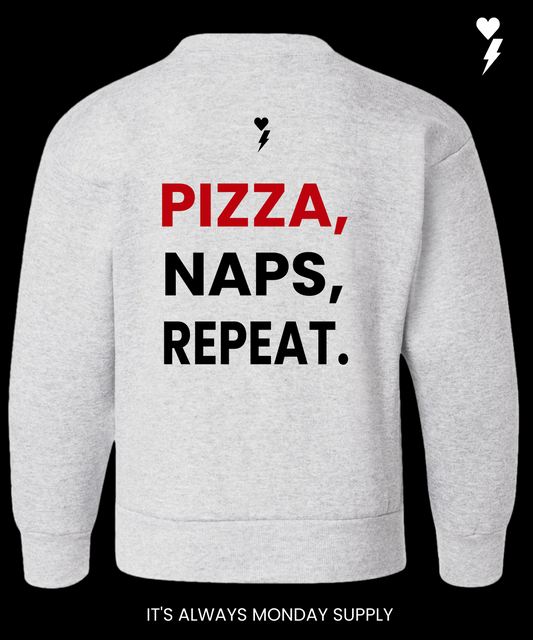 Pizza, Naps, Repeat. Kid's Sweater