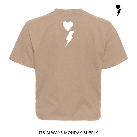 The Clock In Tee (Women’s High-Waist Fit) - Tan/White