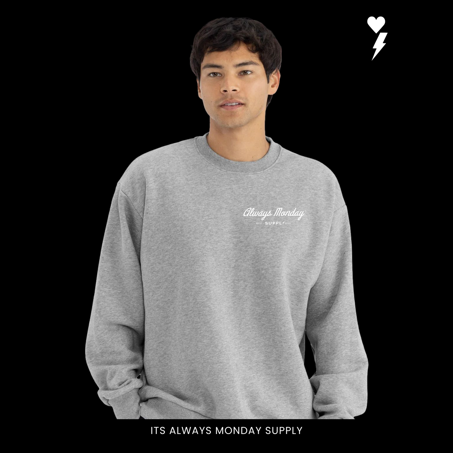 PREMIUM HEAVYWEIGHT CREWNECK - WORK HARDER - OLIVE