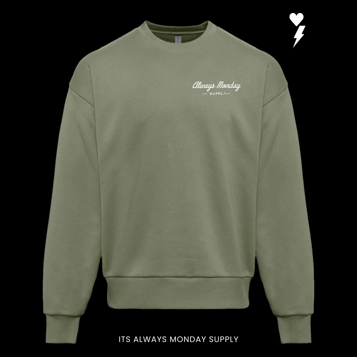 PREMIUM HEAVYWEIGHT CREWNECK - WORK HARDER - OLIVE