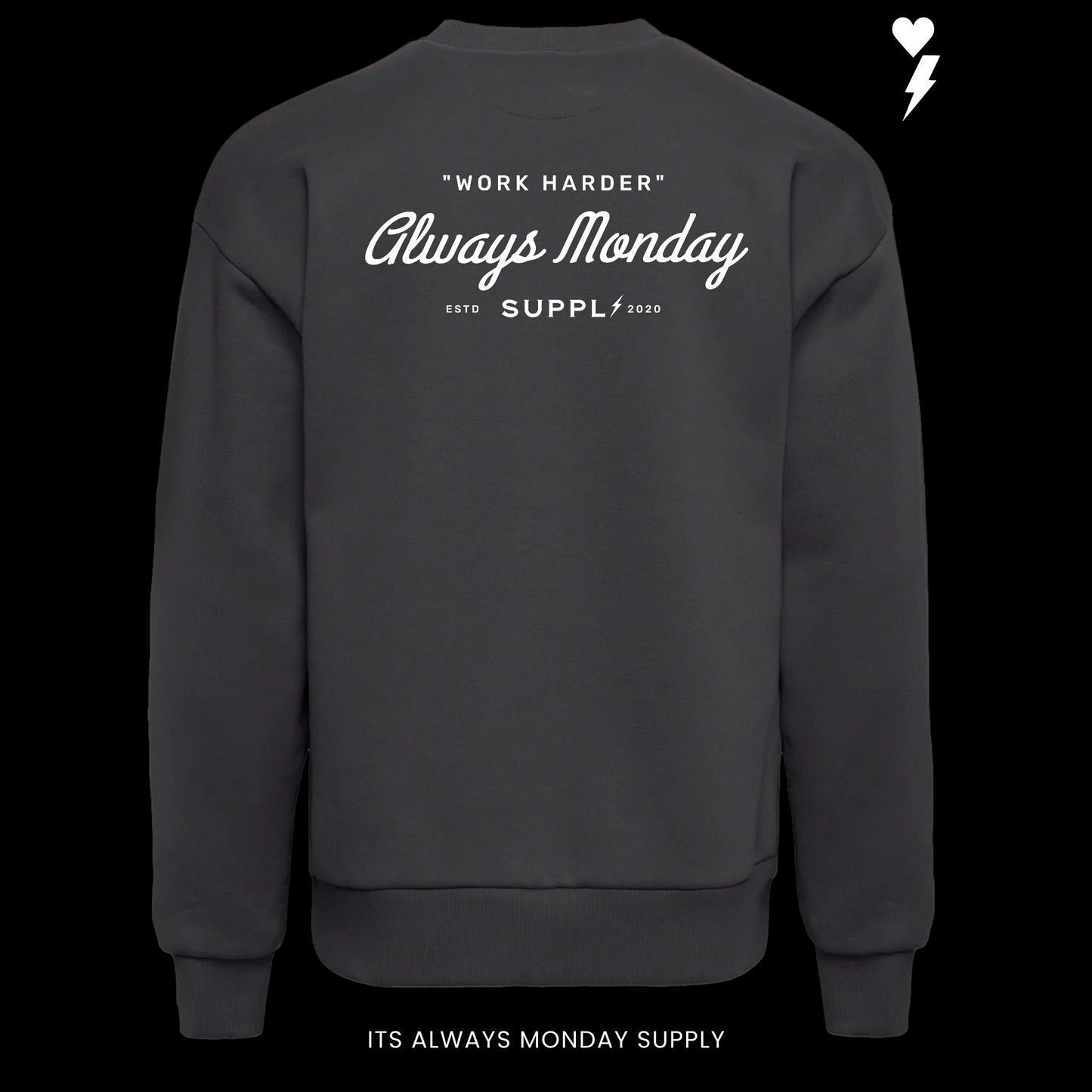 PREMIUM HEAVYWEIGHT CREWNECK - WORK HARDER - OLIVE