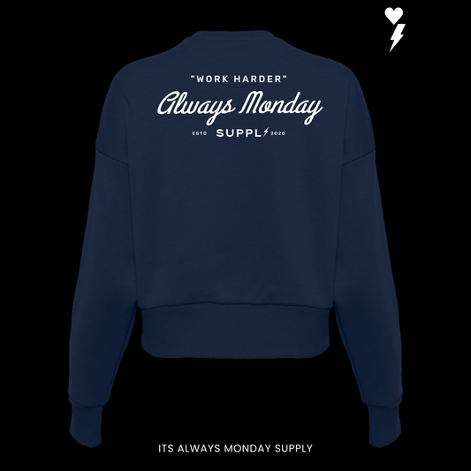 PREMIUM HEAVYWEIGHT WOMENS WORK HARDER CREW NECK - NAVY