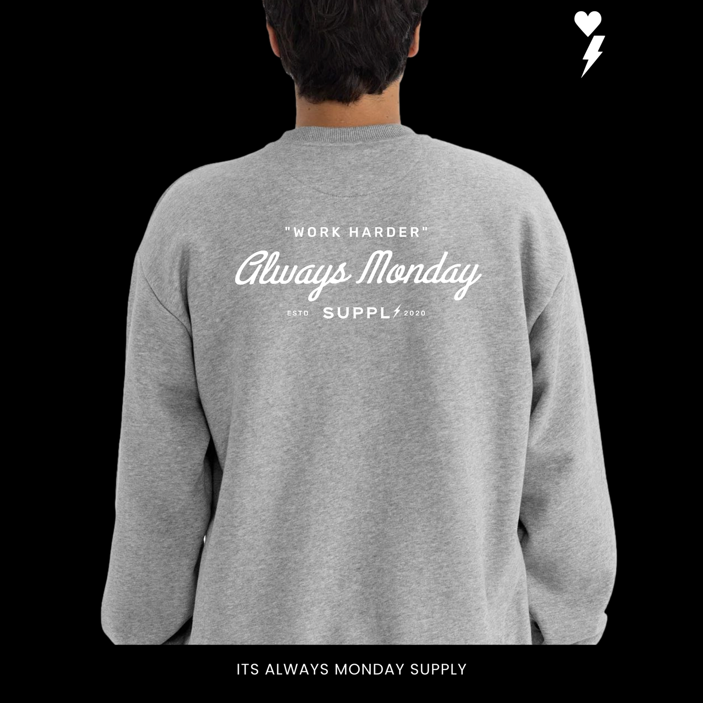 PREMIUM HEAVYWEIGHT CREWNECK - WORK HARDER - OLIVE