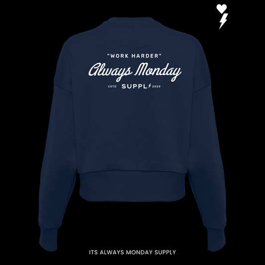 PREMIUM HEAVYWEIGHT WOMENS WORK HARDER CREW NECK - NAVY