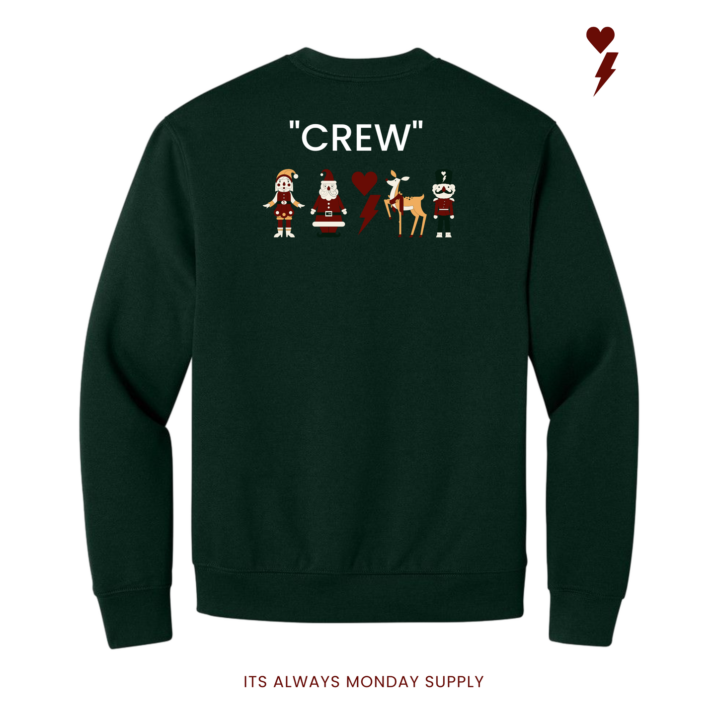The "CREW" Christmas Unisex Crewneck Sweater Forest Green