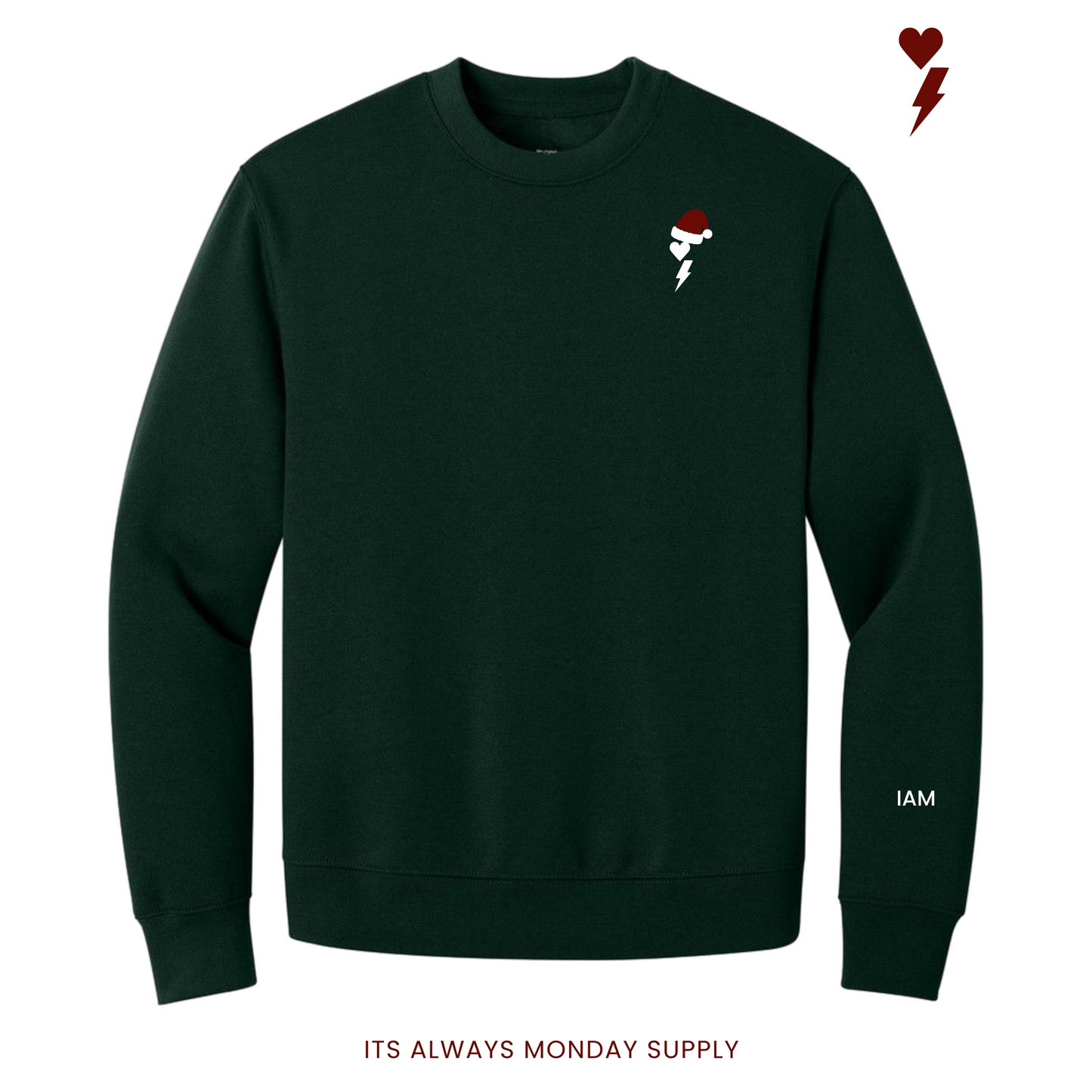 The "CREW" Christmas Unisex Crewneck Sweater Forest Green